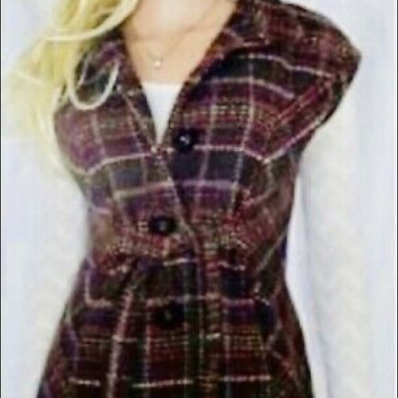 CAbi Style #691 "Cinch It Up" Women Sz M Brown Plaid Wool Blend Belted Vest - Picture 2 of 9
